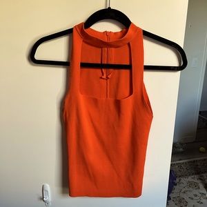 Orange Zara top with front cut out